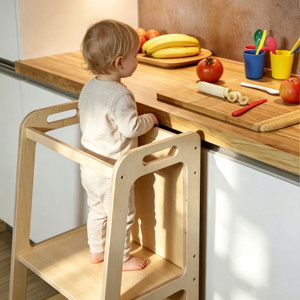 Eco-friendly Plywood Wooden Learning Tower Kitchen Helper <b>Height</b> <b>Adjustable</b> Toddler Step <b>Stool</b> for Baby - Product Image 2