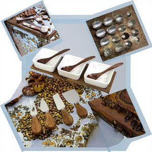 Ensemble <span class=keywords><strong>de</strong></span> plateaux à gâteau rectangulaires en bois d'acacia écologique, plateau à <span class=keywords><strong>fromage</strong></span>, plateau <span class=keywords><strong>de</strong></span> service avec accessoires, épaisseur <span class=keywords><strong>de</strong></span> 1,3 cm, origine CN/FUJ - Product Image 2