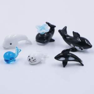 Hỗn hợp thiết kế thủ công Chụp đèn Murano thủy tinh thu nhỏ Cá voi biển cá Heo Cá mập bức tượng động vật biển - Product Image 2