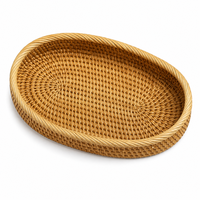 Panier de rangement ovale en rotin tressé à la main, écologique, gain de place, multifonctionnel, pour pain, fruits, décoration de table de cuisine, OEM