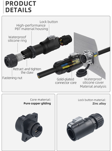 مقاوم للماء LP20 RJ45 CAT6 موصل إشارة الطيران ذكر أنثى 8.5 CAT5 لوحة جبل إيثرنت - Product Image 3