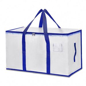 Sac de déménagement robuste en PE tissé, transparent, imperméable, grande capacité, pliable, pour vêtements, literie, voyage - Product Image 1