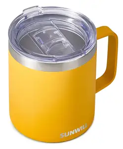 Grosir desain baru cangkir mug kopi biru besi tahan karat kustom logo kustom kuning dengan harga lebih rendah