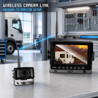 Sistem Kamera Mundur Nirkabel 7 Inci 1080P dengan Empat Kamera untuk Truk Berat, Bus, Trailer, RV, Monitor Bantuan Parkir
