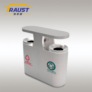 Commercial Traust Dual Two Compartment 76L Outdoor SUS Cubo de <span class=keywords><strong>basura</strong></span> Estructura de soporte Recipiente de residuos Contenedor de clasificación Papelera de reciclaje - Product Image 3