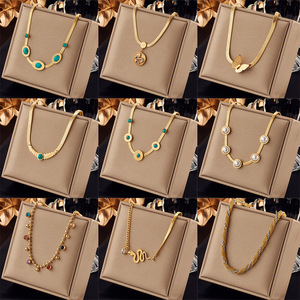Fashionable Zinc Alloy Clavicle Chain Necklace With Turquoise Butterfly Design For Gift Occasion - Product Image 1