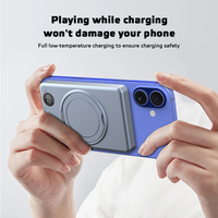 Banque d'alimentation sans fil magnétique 5000 mAh en alliage d'aluminium, chargeur portable avec béquille et support réglables