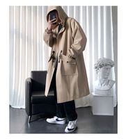 YiXin Trench Coat pour hommes 2022 couleur unie coupe-vent mode décontracté à capuche longs manteaux pour hommes