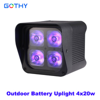 Luz LED Inalámbrica RGBWA+UV 4x20W 90W a Batería, Resistente al Agua IP65, DMX512, para Iluminación de Escenarios en Exteriores, Conciertos y Eventos de DJ
