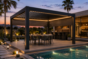 Pergola Bioclimatique en Alliage d'Aluminium 10x10, Résistante au Vent, Respirante, <span class=keywords><strong>avec</strong></span> <span class=keywords><strong>Moustiquaire</strong></span>, Écologique, Conception Motorisée, Montage Facile pour - Product Image 3