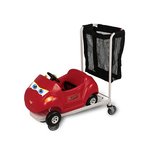 Fun Cartoon Kids <b>Shopping</b> <b>Trolley</b> Supermarket <b>Toy</b> Car Cart with Safety Belt and Large Rear Mesh Basket - Product Image 2