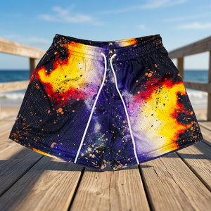 Elastic Waist Knitted Canvas <b>100</b>% <b>Polyester</b> Eco-Friendly Digital Print Sporty Sports and Leisure Shorts - Product Image 2