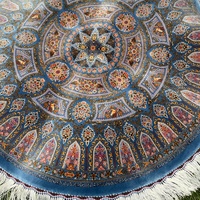 Tapis de sol rond bleu persan à motif floral octogonal pour salon, vente en gros, 100 cm