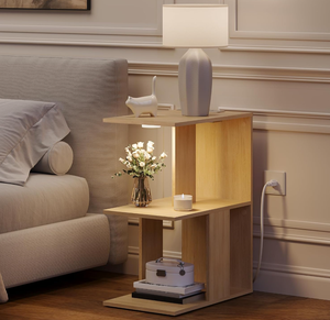 Narrow Side <strong>Table</strong> with Charging Station Small Space with USB Port and Socket Narrow <strong>Bedside</strong> <strong>Table</strong> with Light <strong>Thin</strong> <strong>Bedside</strong> <strong>Table</strong> - Product Image 4