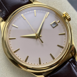 Montre mécanique vintage pour homme en or 3K avec bracelet en cuir véritable, remontage automatique et style élégant. - Product Image 3