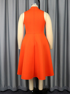 Ocstrade Vêtements pour Femmes Robes Grandes Tailles Coupe Trapèze Bicolore Orange et Noir avec Nœud Papillon Sans Manches Robe de Soirée <span class=keywords><strong>Chic</strong></span> <span class=keywords><strong>Grande</strong></span> <span class=keywords><strong>Taille</strong></span> - Product Image 6