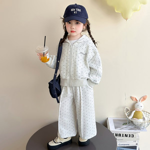 Set Due Pezzi Primaverile 2026 per Bambine: Cardigan con Cappuccio e Pantaloni Sportivi Casual con Motivi Cartoon - Product Image 2