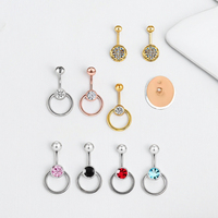 Acier inoxydable Forme Ronde Nombril Anneau Drop Dangle Nombril Piercing Mode Corps Bijoux En Gros