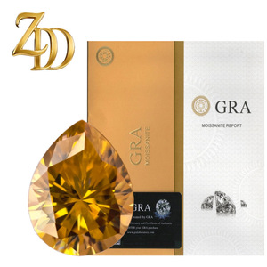 Golden Yellow Pear Cut Moissanite Loose Stone With Gra Certificate For Jewelry Making - Product Image 1