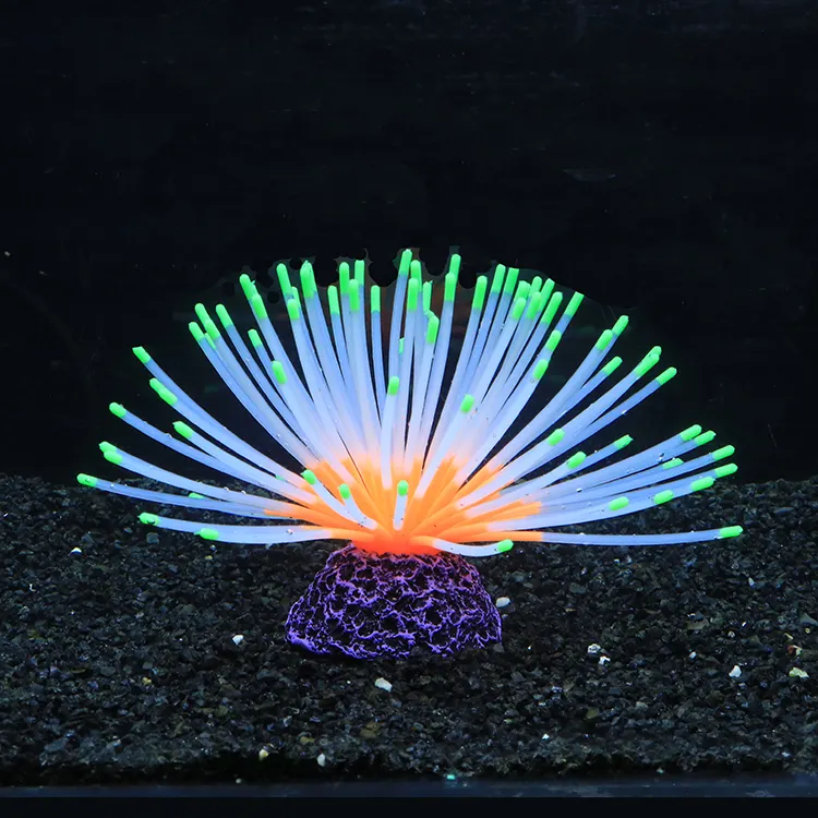 Floresan etkisi ile su tankı akvaryum aydınlık ayçiçeği dekorasyon silikon yazılım simülasyon mercan