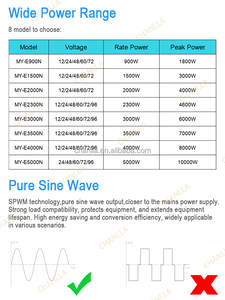 2000 Watt <span class=keywords><strong>5000</strong></span> Watt onde sinusoïdale pure 12V 24V 48V 72V DC à 110V 120V convertisseur pour RV voiture maison onduleur hors réseau écran LCD - Product Image 6