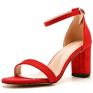 Dropshipping logotipo personalizado tacones rojos mujeres 2023 zapatos de boda Sandalias de tacón de cuero de gamuza
