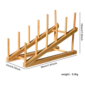 El mejor estante para platos de madera lateral de cocina, soporte para platos, estante de secado compacto, escurridor de platos plegable, estante plegable para platos - Product Image 4