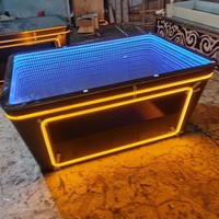 Table basse en verre trempé métallique illuminée, personnalisée en usine, pour KTV, boîtes de nuit, bars, salons - Mobilier de bar commercial de luxe