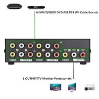 Yeni Çift Yönlü AV RCA Ses Video Anahtarı Dönüştürücü 4 Giriş 1 Çıkış Monitörler için USB KVM Anahtarı Metal Siyah