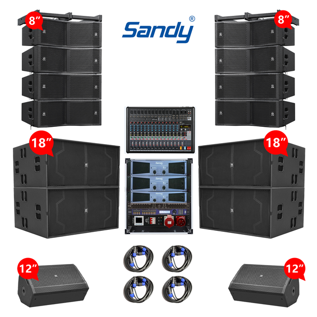 Professional Dual 8 Inch Line Array System Speaker with 18 Inch Subwoofer PA Speaker System for Concert Party