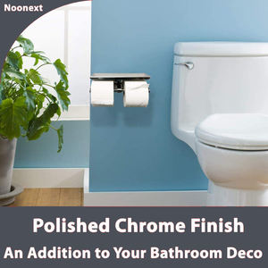 Distributeur de papier toilette Double, porte-rouleau de papier toilette en Chrome poli, avec étagère pour téléphone - Product Image 4