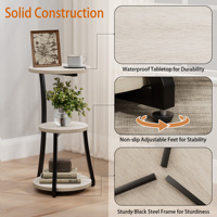 Table d'appoint rustique en bois brun avec structure en métal noir, table de chevet étanche à pieds réglables pour chambre à coucher, salon ou coin.
