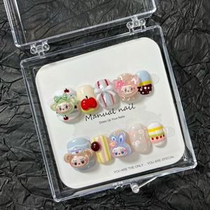 <span class=keywords><strong>Faux</strong></span> <span class=keywords><strong>Ongles</strong></span> Populaire et Vente Flash, Cartoon <span class=keywords><strong>Kawaii</strong></span> Courts Carrés Ronds Labubu, Fait Main de Luxe, <span class=keywords><strong>Ongles</strong></span> à Coller pour Filles, Nail Art - Product Image 6