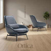 Fauteuil d'appoint moderne avec dossier rembourré et pieds coniques pour hall d'hôtel et salon