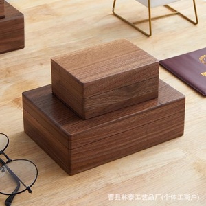 Walnut Wood Jewelry Storage <b>Box</b> Rectangle Flip Top Lid Snap Lock Desktop Display <b>Gift</b> <b>Box</b> Small Size <b>Large</b> Size - Product Image 3