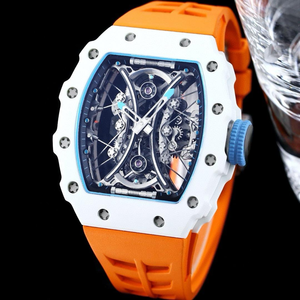 Orologio Meccanico RM 53-01 di Lusso con Cassa in Carbonio NTPT, Tourbillon Manuale a Sospensione, Quadrante Scheletrato, Forma Tonneau per Uomo - Product Image 2