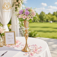 Fournitures de Mariage Support de Vase en Métal Doré Scintillant pour Chemin de Table de Mariage Européen, Pièces Décoratives pour Centres de Table