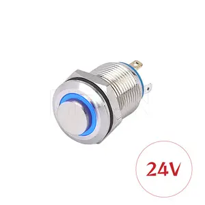 one normally open stainless steel power reset switch pc 12mm momentary blue ring led button