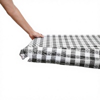 Nappe jetable pliante en plastique tissé imprimé géométrique, imperméable et anti-taches, avec envers en flanelle, pour la maison et Noël