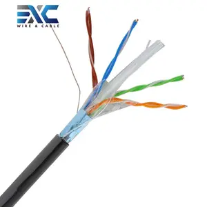 FTP Cat6 kabel 24AWG 1.000 kaki konduktor tembaga Cat6a rj45 kabel keystone melewati CE/ROHS Cat6 305m kabel