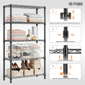 MZG OEM Metal Utility Storage Rack <b>Shelf</b> China Factory Closet 5-Tier <b>Wire</b> Shelving Adjustable Chrome Plated Easy Assembly for - Product Image 2