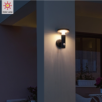 Lampes solaires LED extérieures décoratives en acier inoxydable noir, étanches, avec détecteur de mouvement et batterie, pour jardin, mur ou clôture