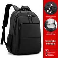 Sac à dos pour ordinateur portable en tissu Oxford imperméable grande capacité, unisexe, avec fermeture éclair, pour affaires et voyages, bretelles à coussin d'air, prise casque