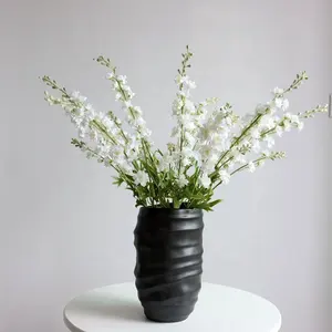 M242 꽃꽂이 가을 장식 꽃 통합 꽃 긴 줄기 식물 화이트 아이보리 패브릭 실크 Delphinium 인공 꽃
