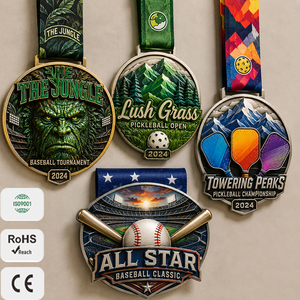 Medalla Deportiva de Béisbol de Aleación de Zinc Personalizada de Fábrica, con Diseño 3D Dorado de Honor y Éxito, Esmaltada y Fundida a Presión - Product Image 1