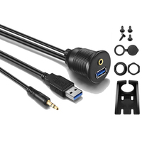 USB 3.0 & 3,5 mm Auto-Flusskabel 3,5 mm USB 3.0 AUX Erweiterung Dash Panel wasserdichtes Montagekabel für Auto Boot und Motorrad