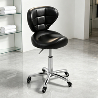 Tabouret roulant hydraulique réglable en gros avec dossier en cuir PU, chaise de salon pivotante et élévatrice pour institut de beauté, spa, bar, bureau