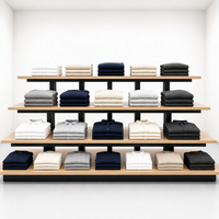Table de présentation de vêtements rotative ronde à 4 niveaux en MDF et métal, présentoir de vêtements pour la vente au détail