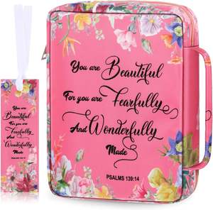 Échantillon gratuit Sac à Écritures en Cuir PU avec Fermeture Éclair Étui pour Bible Marguerite et Papillon Versets Bibliques Sac de Transport Portable pour Bible - Product Image 1