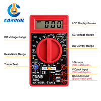 Multimètre numérique rouge CORDIAL DT830B pour voltmètre, ampèremètre, ohmmètre, mesure de tension et de courant